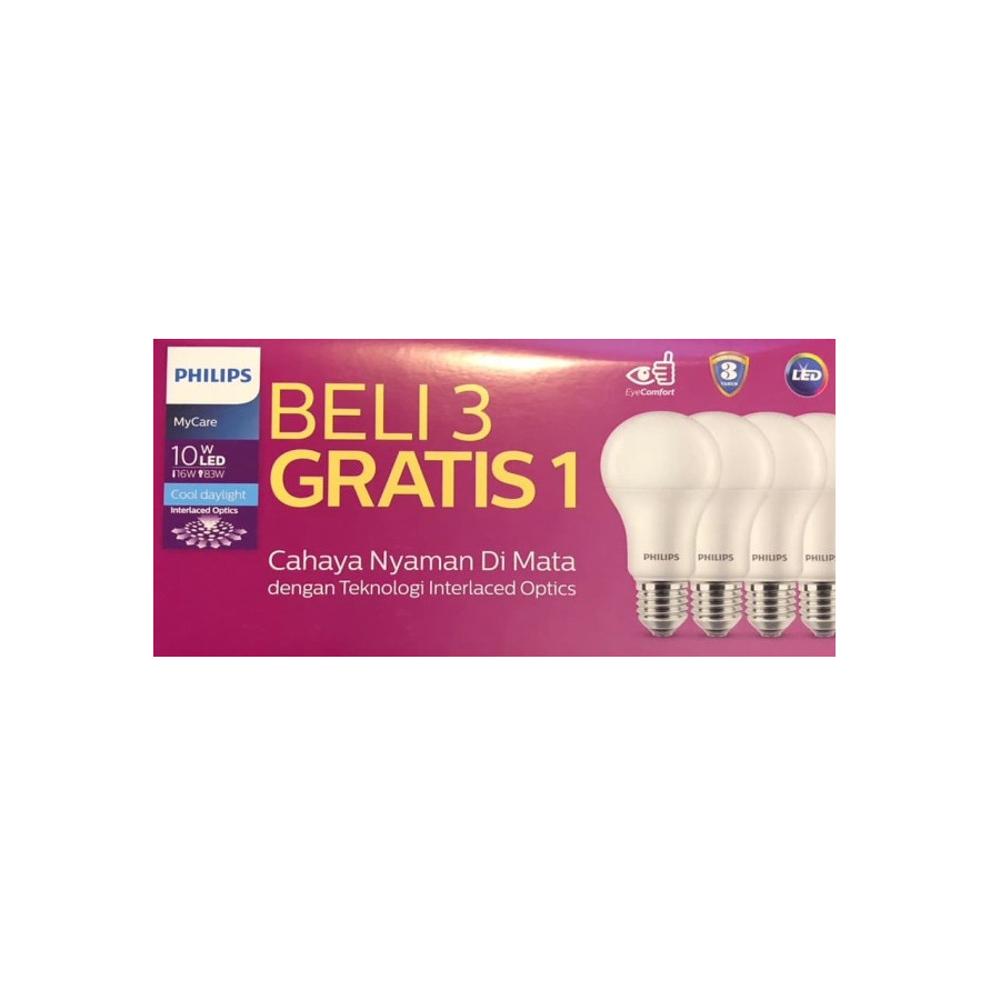 Daftar Harga PHILIPS MultiPack MyCare LEDBulb 10 Watt 6500K 4 Pcs