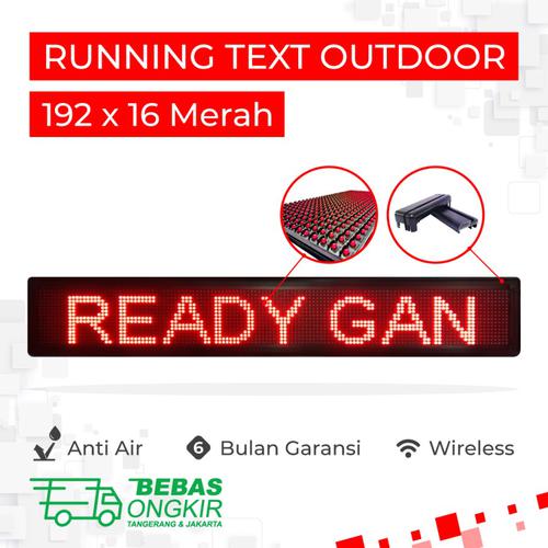 Running Text Indoor Outdoor 192x16 cm Merah