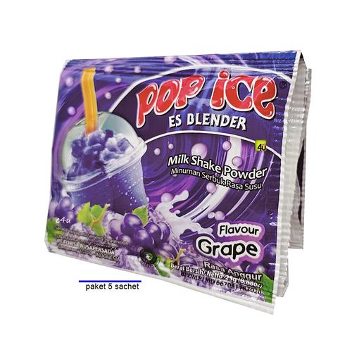 POP ICE - Milk Shake Powder Rasa BUAH - PAKET 5 SACHET GRAPE