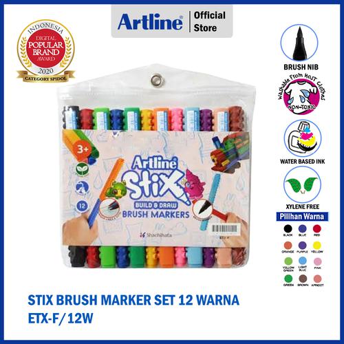 ARTLINE Stix Spidol Brush Marker SET 12 Colours ETX-F/12W