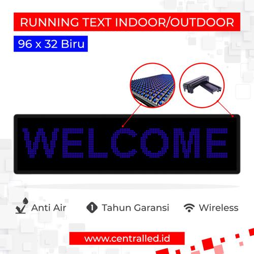 Running Text Indoor Outdoor 96x32 cm Biru