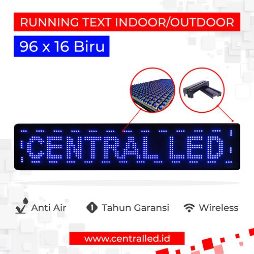 Running Text Indoor Outdoor 96x16 cm Biru