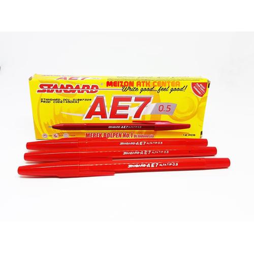 Pulpen Standart AE 7 Merah (Dus) 12 pack