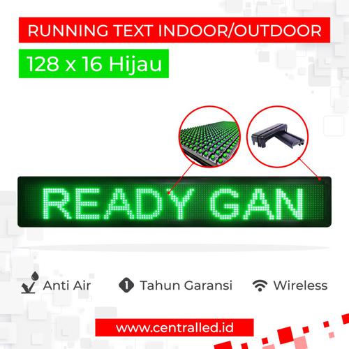 Running Text Indoor Outdoor 128x16 cm Hijau