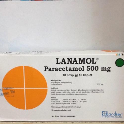 Original Lanamol 500 Paracetamol 500 mg Box Isi 100 Kaplet