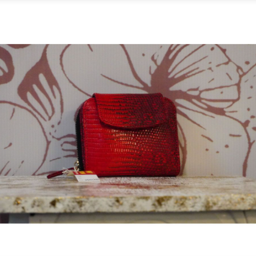BLW Collection - Dompet Lipat Wanita Kulit Biawak RED