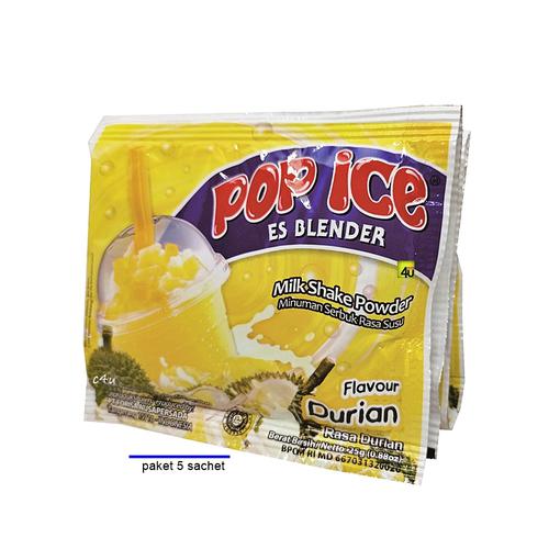 POP ICE - Milk Shake Powder Rasa BUAH - PAKET 5 SACHET DURIAN