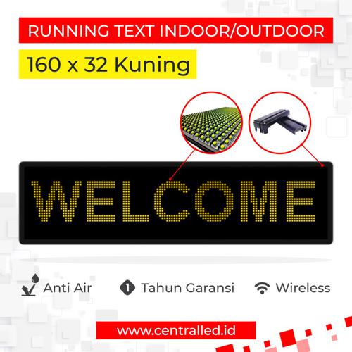 Running Text Indoor Outdoor 160x32 cm Kuning