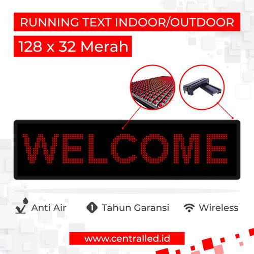Running Text Indoor Outdoor 128x32 cm Merah