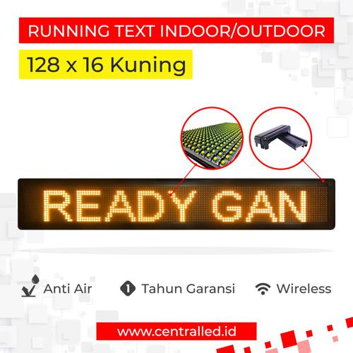 Running Text Indoor Outdoor 128x16 cm Kuning