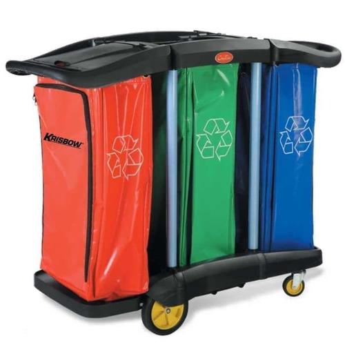 Krisbow 10037853 Multipurpose Cleaning Cart with 3 Compartment