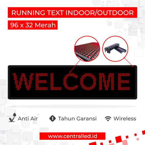 Running Text Indoor Outdoor 96x32 cm Merah