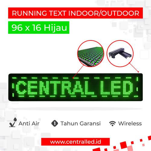 Running Text Indoor Outdoor 96x16 cm Hijau