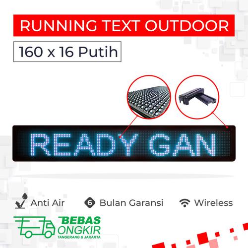 Running Text Indoor Outdoor 160x16 cm Putih