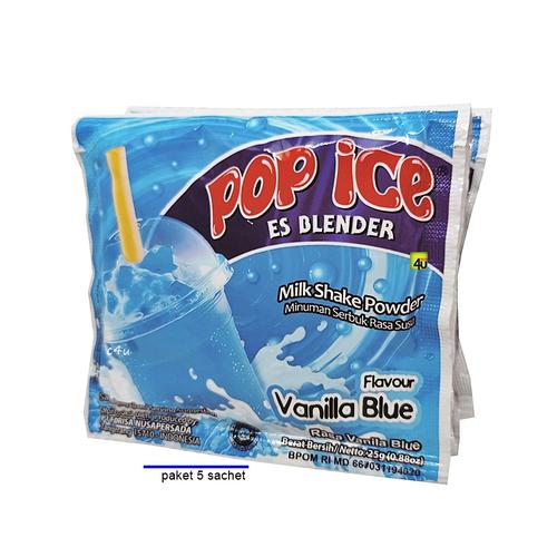 POP ICE - Milk Shake Powder ANEKA RASA - PAKET 5 SACHET VANILLA BLUE