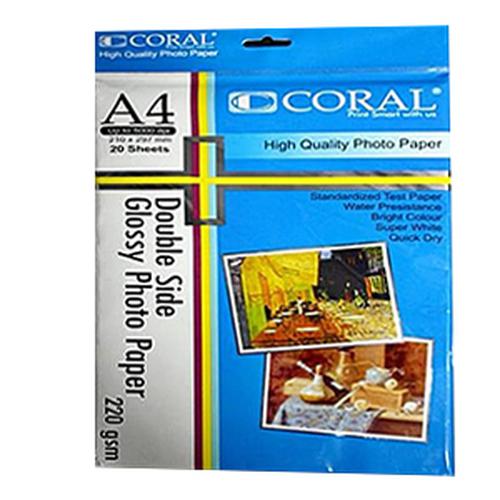 Kertas Glossy Photopaper Coral Dobble Side 150gsm Isi 20 Lembar