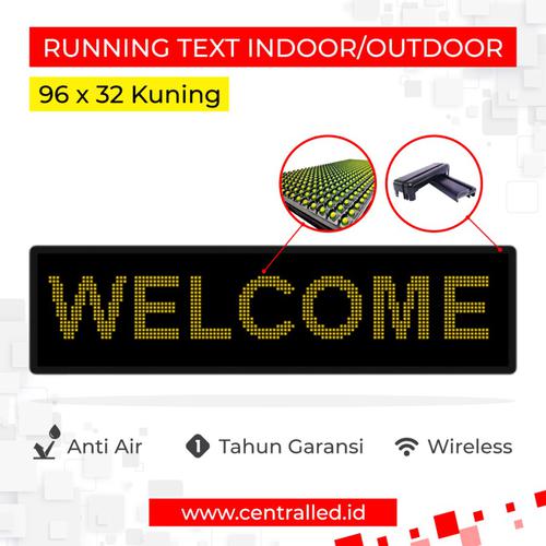 Running Text Indoor Outdoor 96x32 cm Kuning