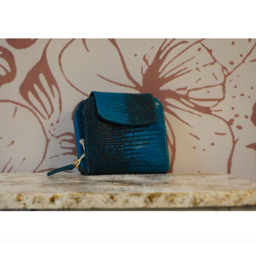 BLW Collection - Dompet Lipat Wanita Kulit Biawak BLUE