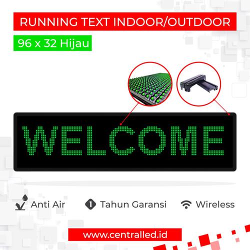 Running Text Indoor Outdoor 96x32 cm Hijau