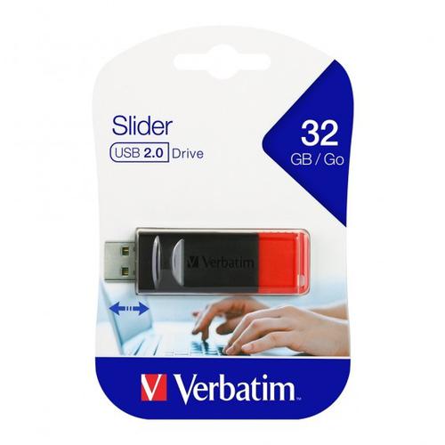 Verbatim Store n Go USB Drive 2.0 - Slider 32GB - Black/Red 65926