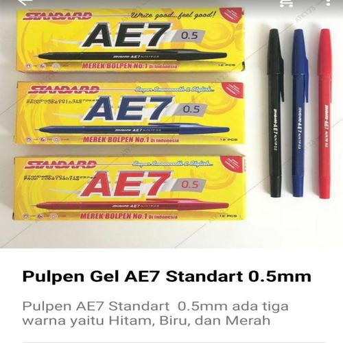 Pulpen Gel AE7 Standard Hitam Biru Merah