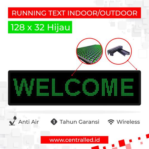 Running Text Indoor Outdoor 128x32 cm Hijau