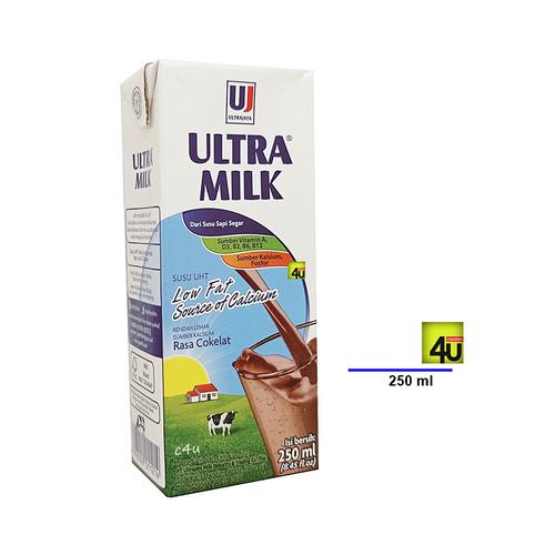 Ultra Jaya - Ultra Milk UHT RTD - 250ml Low Fat Cokelat