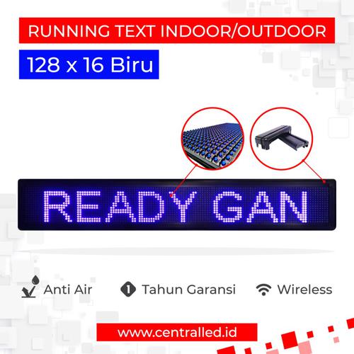 Running Text Indoor Outdoor 128x16 cm Biru