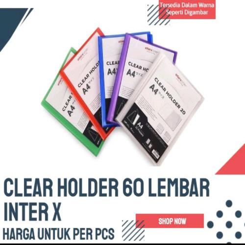 INTERX Clear holder A4 60 lembar Inter X Biru