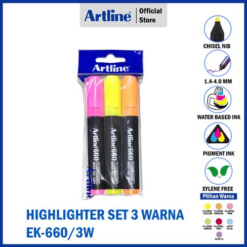 ARTLINE Spidol Highlighter Set 3 Colours Marker EK-660/3W
