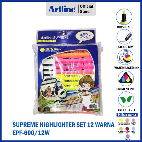 ARTLINE Spidol Supreme Highlighter Marker Set 12 Colours EPF-600/12W