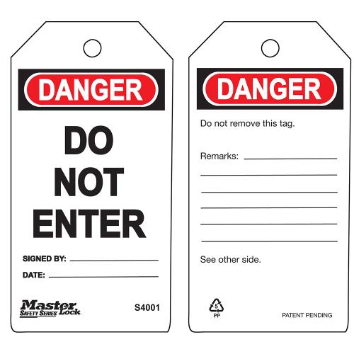 MASTER LOCK S4001 Danger Safety Tag
