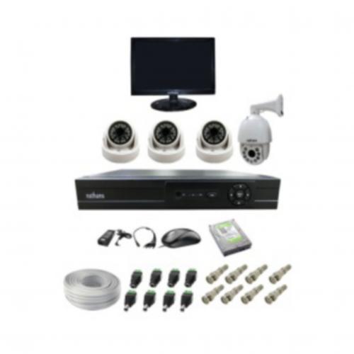 NATHANS Paket 4 Channel Camera AHD 2MP + Kabel RG6 + Power + LED Monitor + Camera PTZ