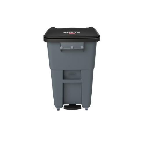 RUBBERMAID BRUTE 50 Gal Step On Rollout Container with Casters 1971962 Gray