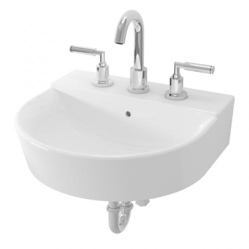 TOTO Omni + Wall Hung Lavatory 3 Tap Holes Complete with Wall Mounting Bolt LW897JW/F