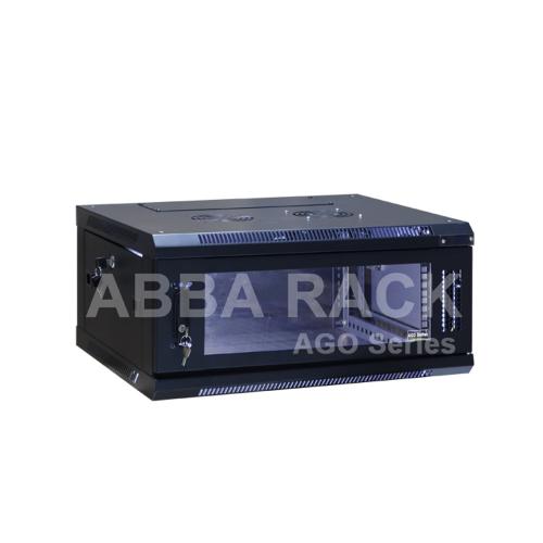 ABBA Ago Series 19" Wallmount Rack Single Door 4U Depth 500 mm [AR-W04-500-SB] - Black