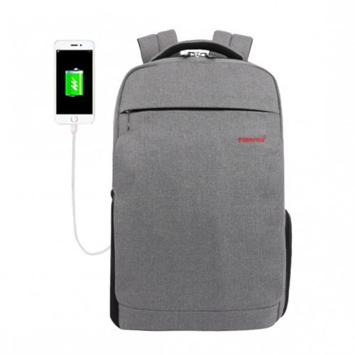 Tigernu T-B3217 15.6 Inch Anti-Theft Backpack Laptop Bag USB Port Grey Grey