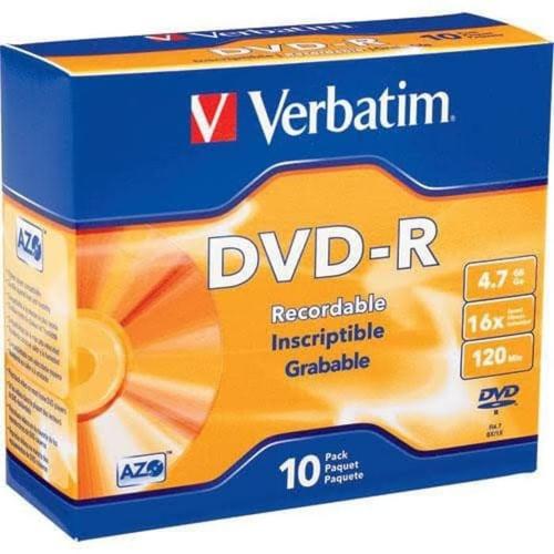 VERBATIM DVD-R 16X 4.7GB Slim Case Single Pack 10 pcs