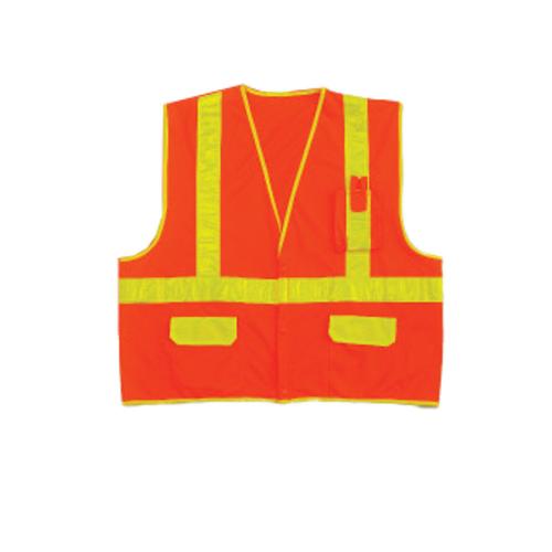 Allsafe Safety Vest Zip Front Chest & Bottom Pocket ALS-LX630 Orange - XXL