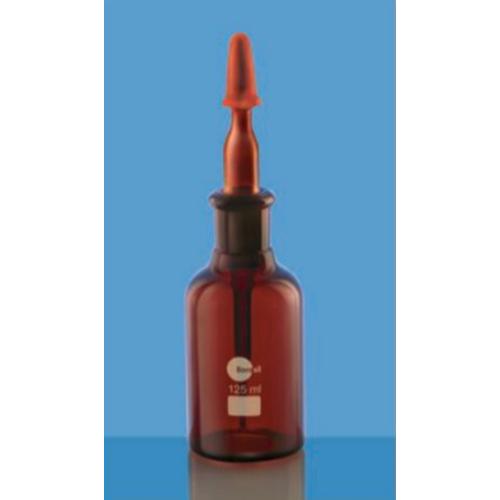 Borosil Bottles Dropping with Pipette & Rubber Teat Amber 125 ml [1650017]