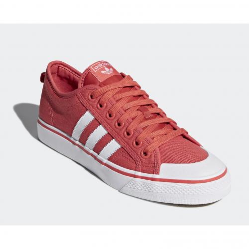 adidas originals nizza canvas sneakers in white and red