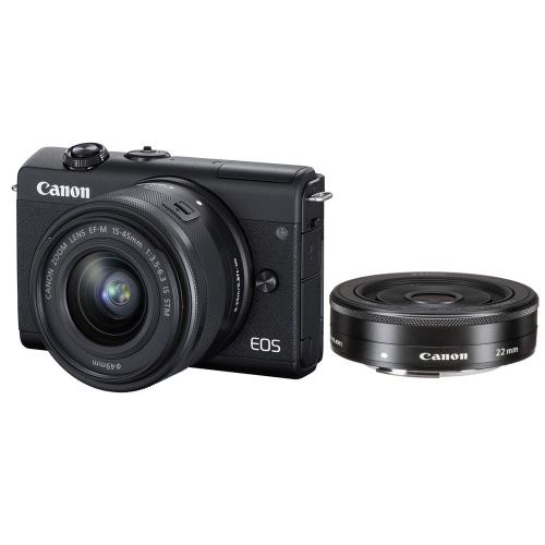 CANON EOS M200 with EF-M15-45mm / 22mm Lens Black