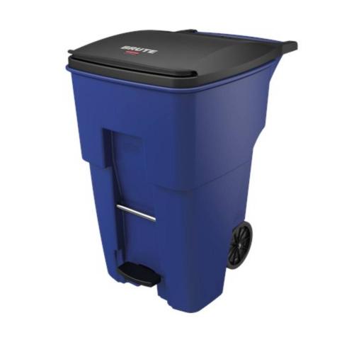 RUBBERMAID Brute 32 Gal Step On Rollout Container With Casters 1971952 Blue
