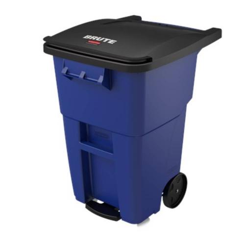 RUBBERMAID Brute 50 Gal Step On Rollout Container With Casters 1971964 Blue