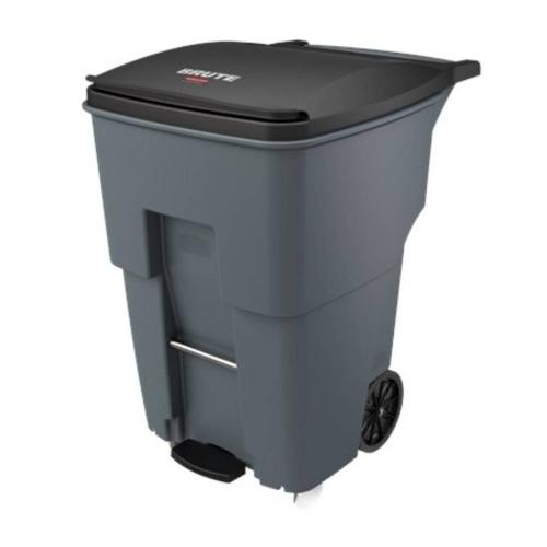 RUBBERMAID Brute 95 Gal Step On Rollout Container With Casters 1971997 Gray