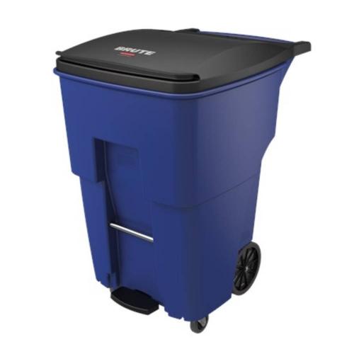RUBBERMAID Brute 95 Gal Step On Rollout Container With Casters 1971999 Blue