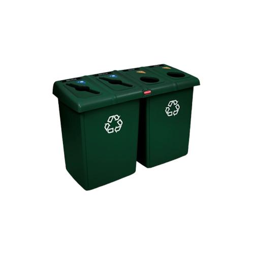 RUBBERMAID Glutton 4-Stream Recycling Station 1792373  Green