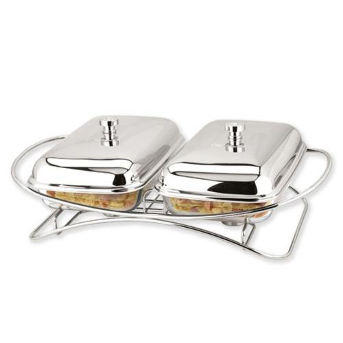 OXONE Food Warmer Gold Double Oblong