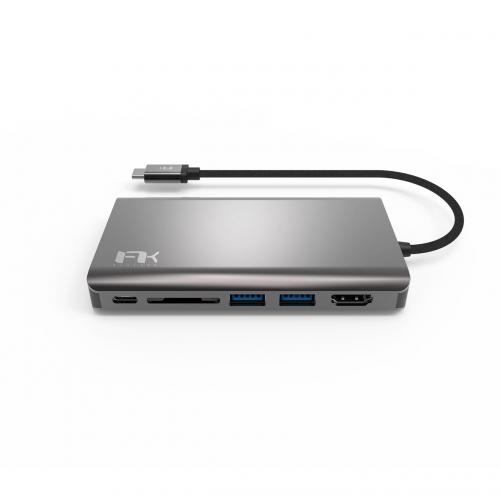 Feeltek Hub 8-in-1 USB-C Portable Hub Grey