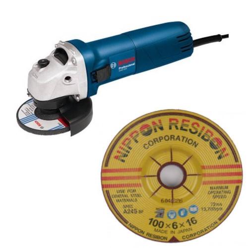 BOSCH GWS 060 Small Angle Grinder with Nippon Resibon Grinding A-24S 4 Inch/100 x 4 mm 25 pcs